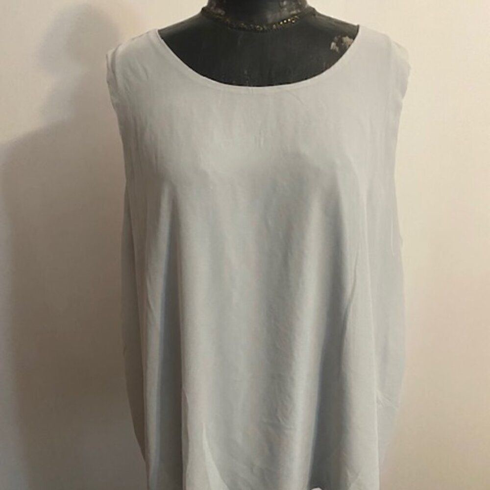 Roaman's Light Green Sheer sleeveless tunic, size 26W